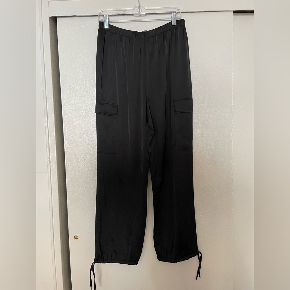 Black Satin Parachute Pants